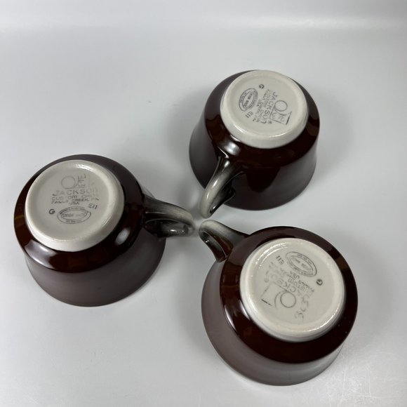Vtg Jackson Custom China Coffee Mugs Cups Brown Restaurant Ware Union Made Lot 3 - Picture 5 of 9